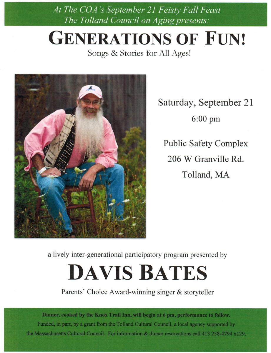 Davis Bates to perform at the Feisty Feast 9/21/2019