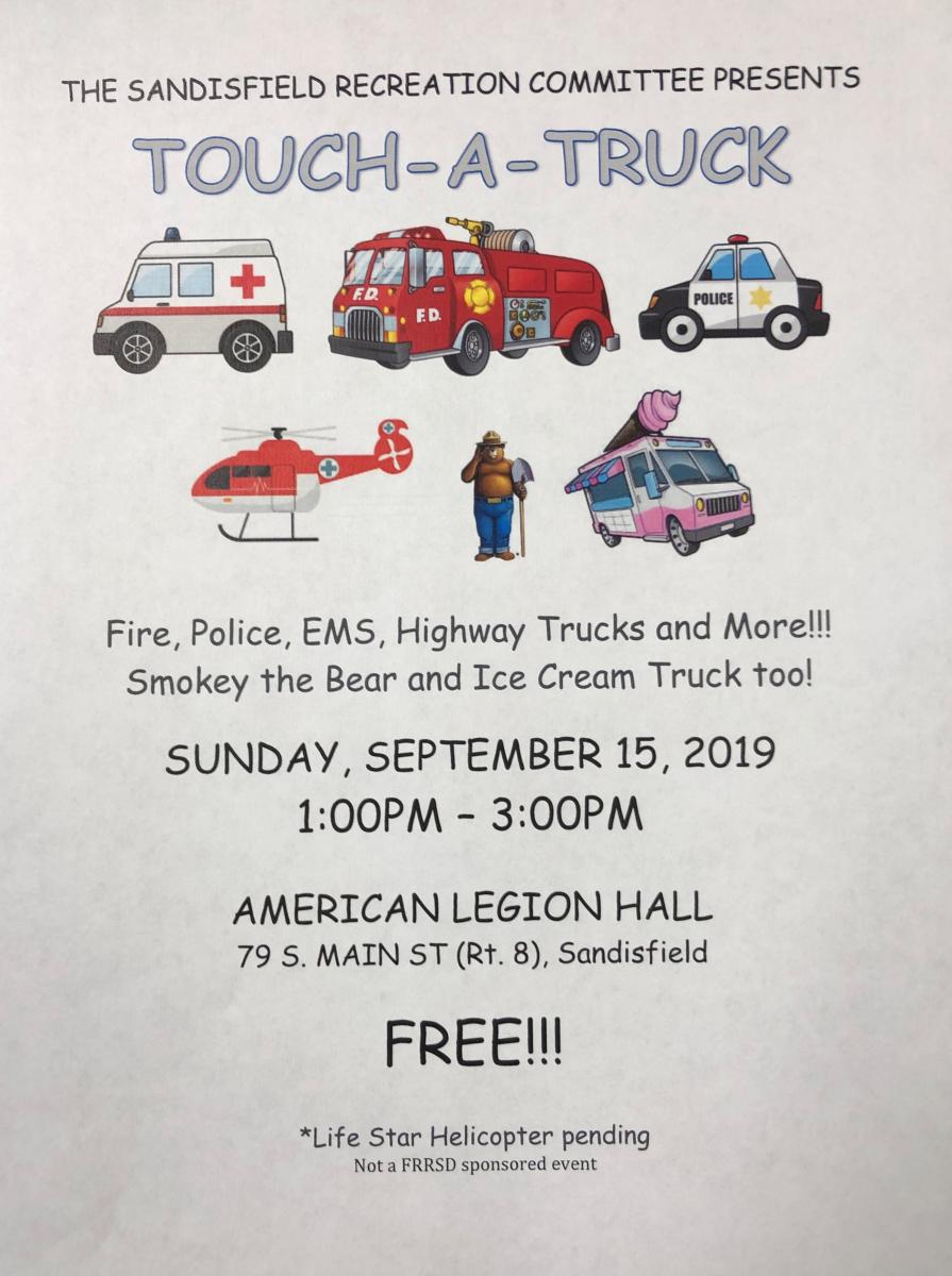 Sandisfield Recreation Commitee Present Touch-a-Truck 9/15/2019 at 1:00pm